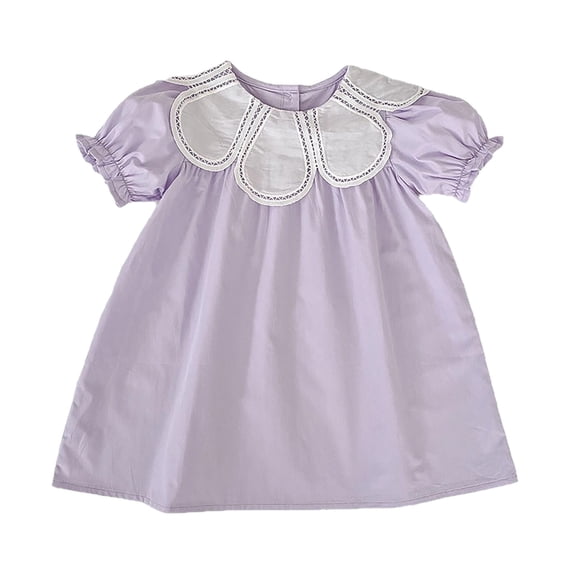 SUYIDA Girls Summer Flutter Sleeve Dress, Casual Party Outfit A Line Knee Length, Twirl Playful Daily Wear for Kids
