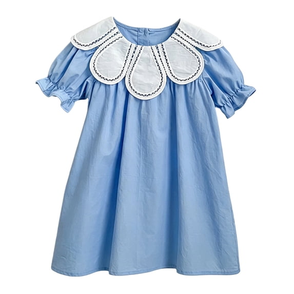 SUYIDA Girls Summer Flutter Sleeve Dress, Casual Party Outfit A Line Knee Length, Twirl Playful Daily Wear for Kids