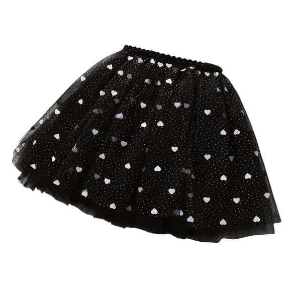 SUYIDA Heart Mesh Ballet Tutu Party Dress For Girls Performance Celebration Outfit (Black,2-3 Years)