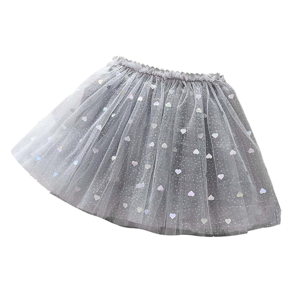 SUYIDA Heart Mesh Ballet Tutu Party Dress For Girls Performance Celebration Outfit (Grey,2-3 Years)