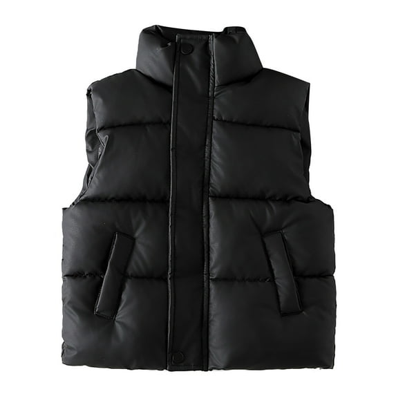 SUYIDA Insulated Boys Vest for Kids Warm Thickened Winter Sleeveless Jacket With Lightweight Design for Cold Weather Outdoor Activities - Black