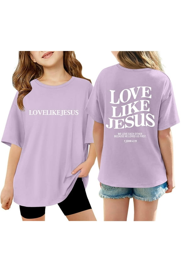 Jesus Loves You Shirt Kids Christian Shirts Crewneck Bible Verse Clothes Faith Religious Cotton Short Sleeve Tee Tops Toddler