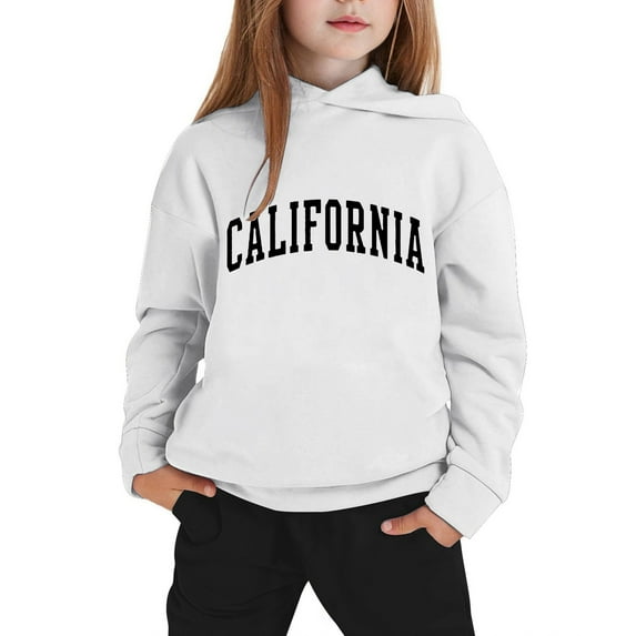 SUYIDA Kids Sweat Suits With Hood Boys Girls Tracksuit California Print Pullover Hoodie Jogger Sweatpants Set 2 Pieces Sweatsuit Solid Color Long Sleeve Hoodie Sweatsuit Set
