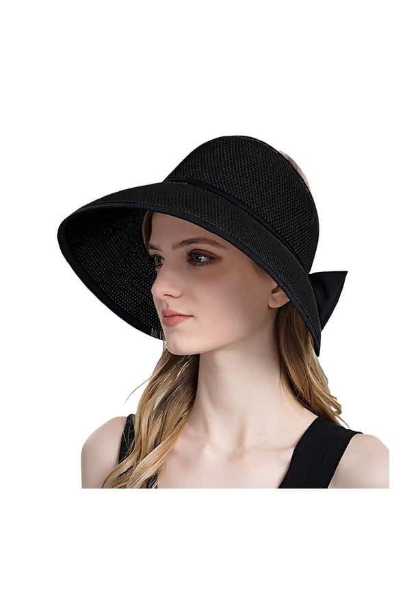 Korean Style Women's Sun Hat Wide Brim UPF Travel Beach Sunshade Visor for Outdoor Activities