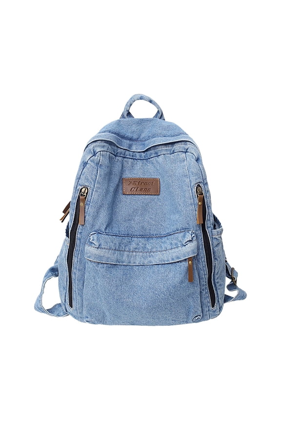 Ladies Fashion Denim Backpack Distressed Washed Vintage Style Large Capacity Casual Daypack for Travel Commute Backpack