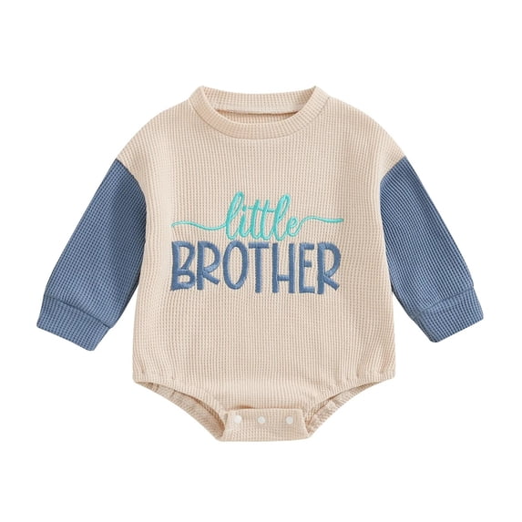 SUYIDA Letter Embroidery Romper for Baby Boys, Long Sleeve Bodysuit, Casual Fall Outfit for Daily Wear, Romper
