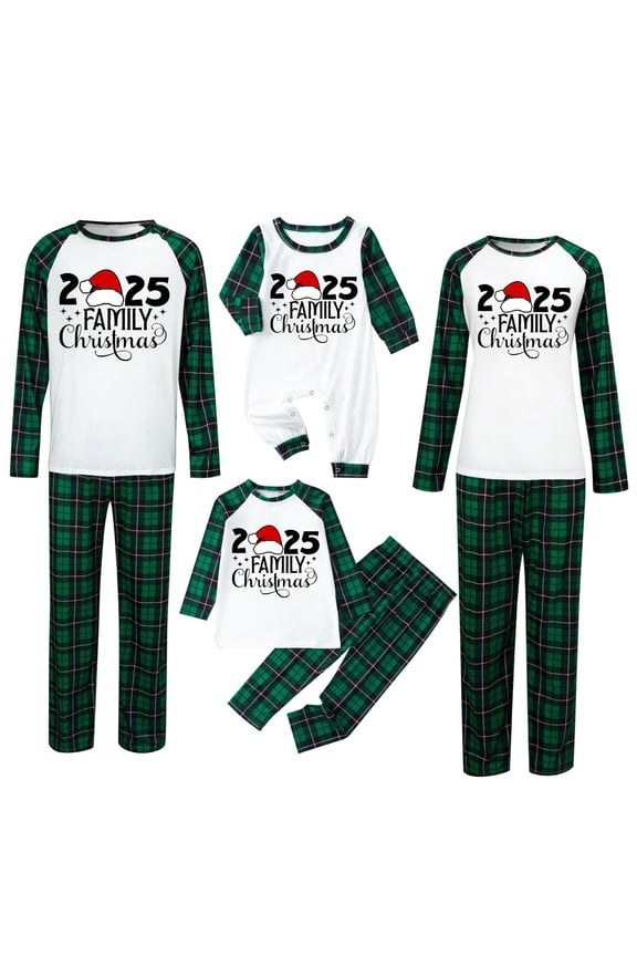Matching Christmas Pajamas, Reindeer Graphic Plaid Tee and Bottom Xmas Holiday Long Sleeve Casual Loose Holiday Pajamas for Family for Mens Womens Baby Kids