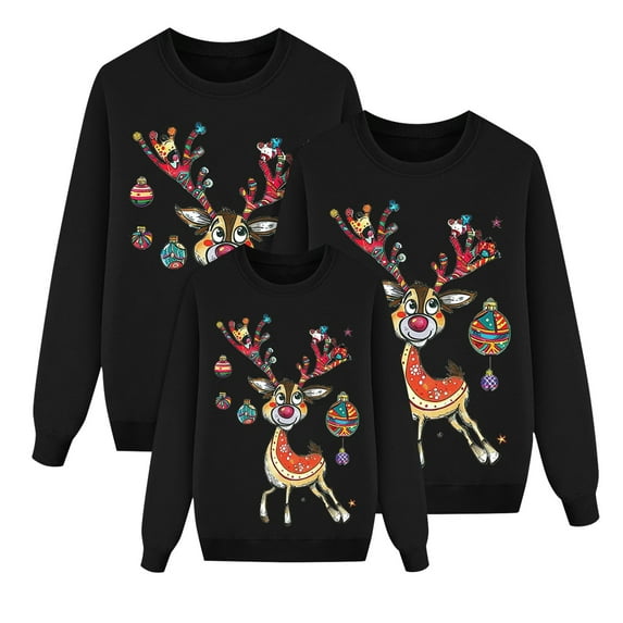 SUYIDA Matching Family Christmas Sweaters Pullover Cute Long Sleeve Crew Neck Xmas Holiday Jumper