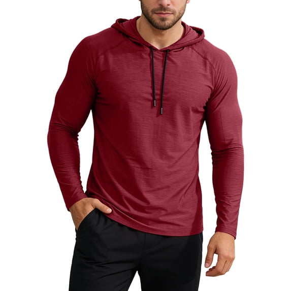 SUYIDA Men's Athletic Top, Long Sleeve Casual Pullover Tee, Running Workout Daily Activewear Shirt