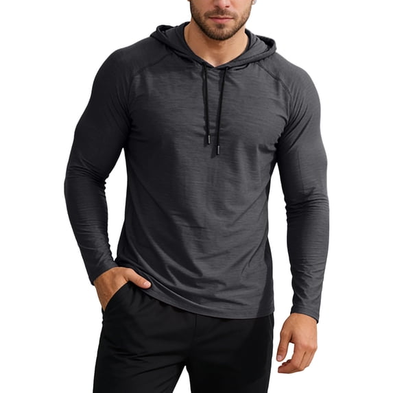 SUYIDA Men's Athletic Top, Long Sleeve Casual Pullover Tee, Running Workout Daily Activewear Shirt