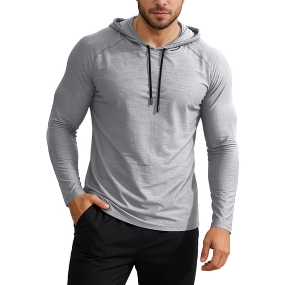 SUYIDA Men's Athletic Top, Long Sleeve Casual Pullover Tee, Running Workout Daily Activewear Shirt