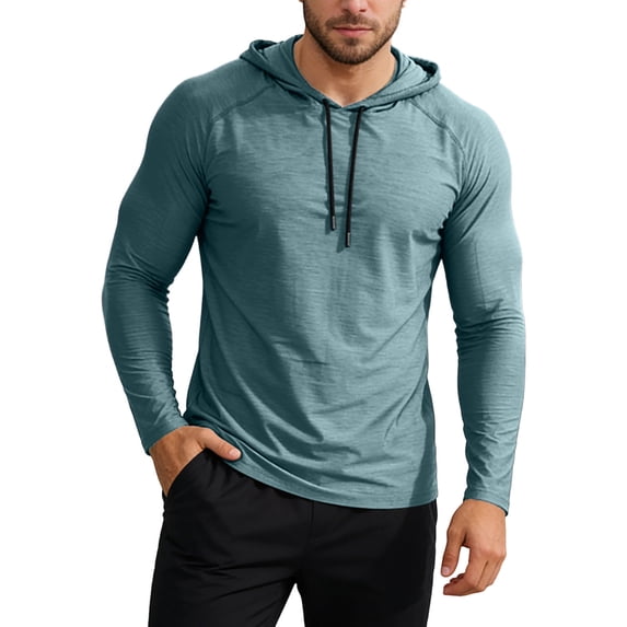 SUYIDA Men's Athletic Top, Long Sleeve Casual Pullover Tee, Running Workout Daily Activewear Shirt