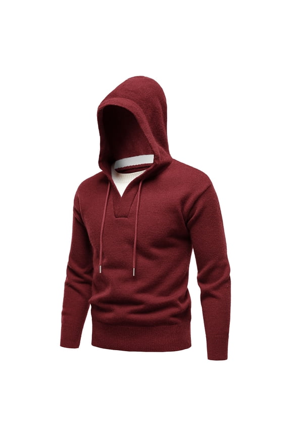 Men's Fall Winter Sweater,Knit Sweater Coat With Detachable Hood Winter Warm Lined Long Sleeve Pullover Casual Outerwear Jacket For Fall Season