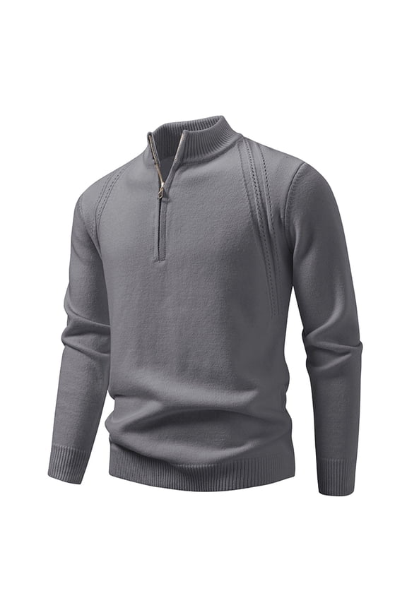 Men's Fall Winter Sweater,Stand Collar Half Zip Sweater Coat Winter Knit Pullover Soft Warm Lined Long Sleeve Casual Outwear Comfortable