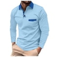 thumbnail image 1 of SUYIDA Polo Long Sleeve Shirts for Men Patchwork Lapel Casual Button Down Cotton Top for Autumn Holiday Outfit Stylish Big And Tall Long Sleeve Polo Shirts, 1 of 4