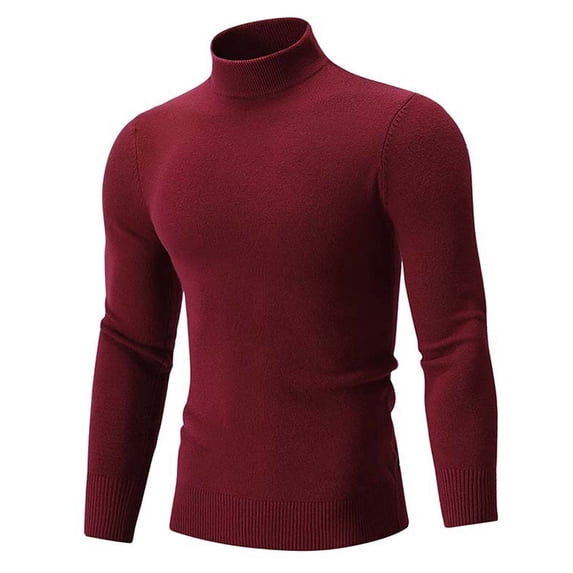 SUYIDA Men's Knit Pullover Sweater,Arrival Sweater: Half High Neck Casual Solid Color Knit Layer