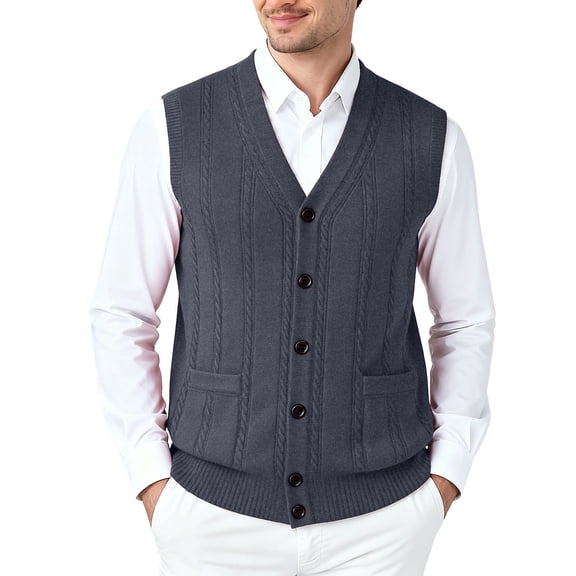 SUYIDA Men's Knit Pullover Sweater,Knitted Sleeveless Sweater Vest Soft Blend Casual Wear Lightweight Comfortable Pullover For Everyday Style And Layering