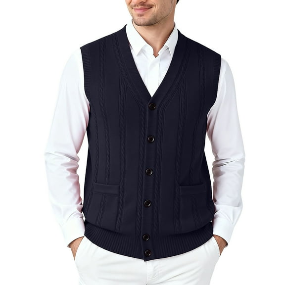 SUYIDA Men's Knit Pullover Sweater,Knitted Sleeveless Sweater Vest Soft Blend Casual Wear Lightweight Comfortable Pullover For Everyday Style And Layering