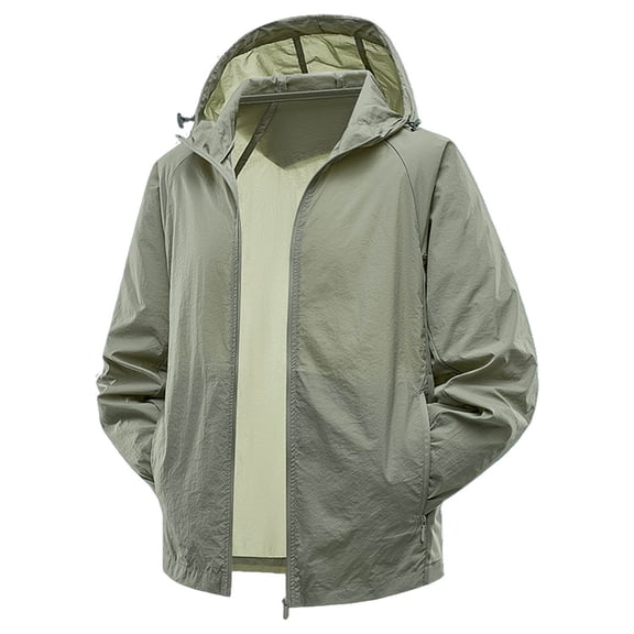 SUYIDA Men's Lightweight Hooded Windbreaker Jacket Zip Up Casual Sports Coat Thin Layer For Outdoor Travel Walking Cycling Spring Summer Daily Wear