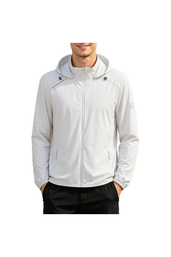 Men's Lightweight Outdoor Sun Shield Jacket Hooded Windbreaker Breathable Casual Travel Outerwear For Summer Fishing Hiking Daily Wear