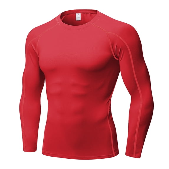 SUYIDA Men's Long Sleeve Compression Workout Shirt Tight Fit Performance Athletic Tee For Running Gym Training Fitness Activewear Sports Casual Top