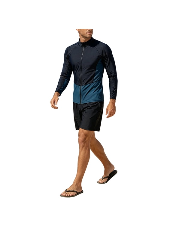 Men's Long Sleeve Rash Guard Swim Shirt With Board Shorts UPF Sun Protection Set For Surfing Snorkeling Diving Beach Water Sports Outdoor Activities