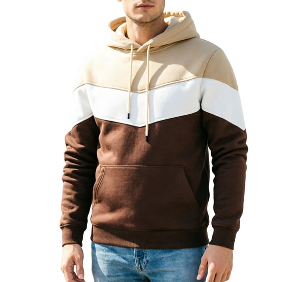 SUYIDA Men's Pullover Hoodie Sweatshirt Zip Up Hooded Jacket Contrast Design Long Sleeve Casual Athletic Streetwear Top Warm Comfortable Outerwear for Everyday Wear Travel and Leisure
