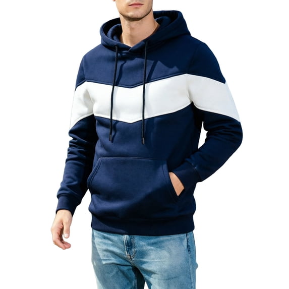SUYIDA Men's Pullover Hoodie Sweatshirt Zip Up Hooded Jacket Contrast Design Long Sleeve Casual Athletic Streetwear Top Warm Comfortable Outerwear for Everyday Wear Travel and Leisure