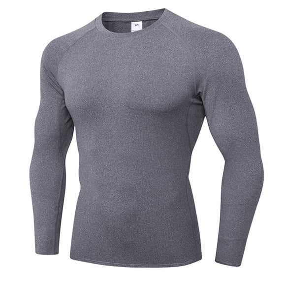 SUYIDA Men's Velvet Fitness Top, Long Sleeve Elastic Sports Tee, Training Running Quick Dry Shirt