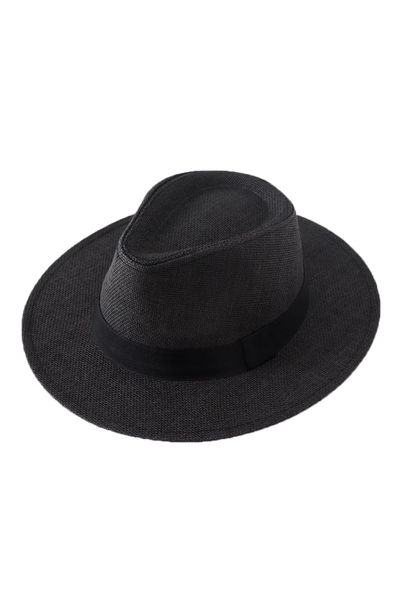 Men's Wide Brim Straw Fedora Hat Breathable Summer Cowboy Hat for Outdoor Beach Travel Fishing and Gardening