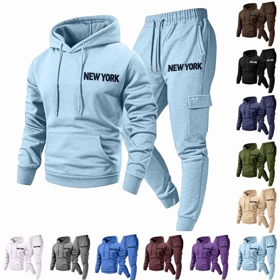 SUYIDA Men's Winter Tracksuit Set, Athletic Sweatshirt and Jogger Pants, Cozy Activewear Outfit for Fall Winter Workout, Running and Casual Everyday Wear