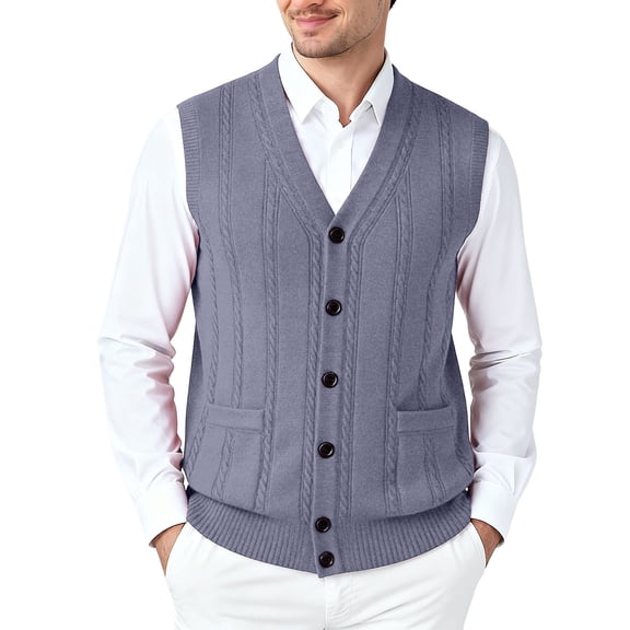 SUYIDA Mens Casual Knitted Pullover Sweater,Knitted Sleeveless Sweater Vest Soft Blend Casual Wear Lightweight Comfortable Pullover For Everyday Style And Layering