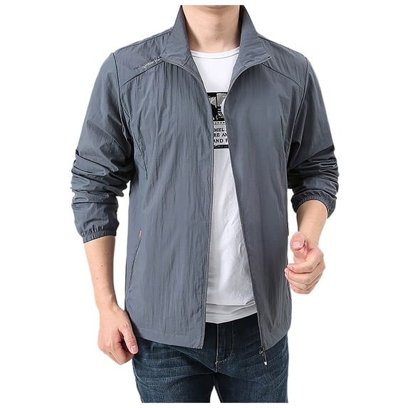 SUYIDA Mens Stand Collar Track Jacket Lightweight Outerwear - Full Zip Design,Breathable Fabric,Athletic Casual Jackets for Men