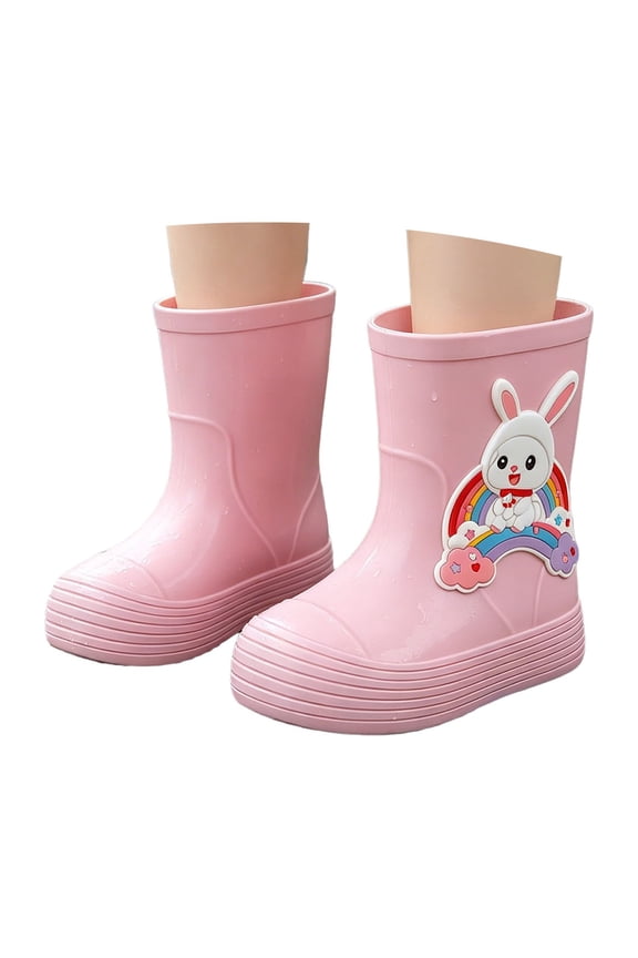 Mid Calf Rain Boots for Girls Kids High Transparent Waterproof Non Boots for Toddlers to Juniors Rain Boots
