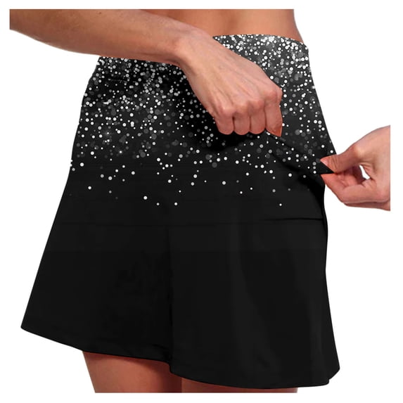 SUYIDA Mini Skirts for Women High Waist Casual Prints Workout Stretchy Tennis Skirt Active Skirts for Woman with Pockets Silver,XXXL