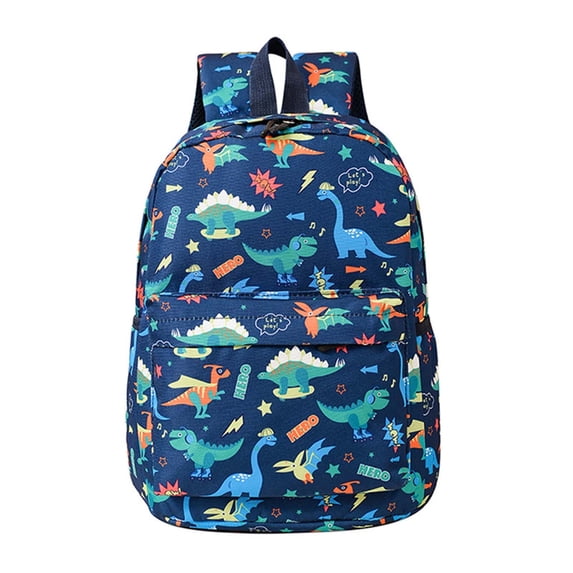 SUYIDA Nylon Dinosaur Print Backpack with Zipper Double Shoulder Straps Lightweight Durable Backpack