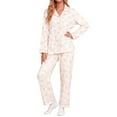 thumbnail image 1 of SUYIDA Pajamas for Women Satin Pajamas Set 2Pcs Long Sleeve Print Pattern Button Down Pjs Sleepwear Loungewear Set, 1 of 4