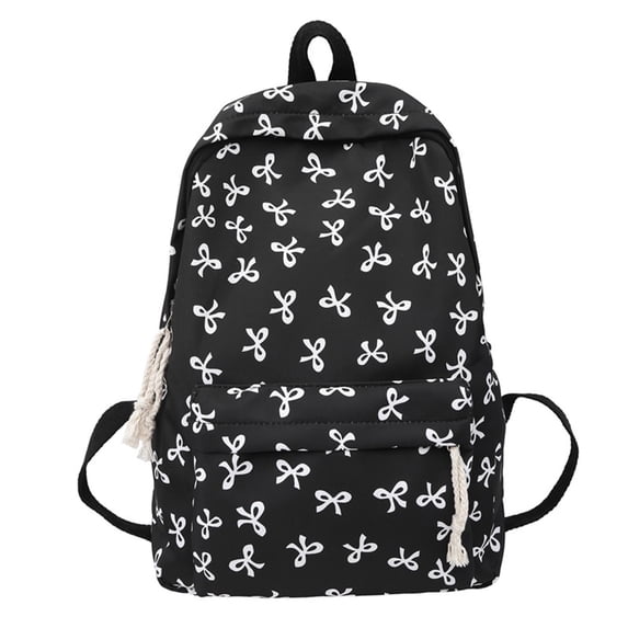 SUYIDA Preppy Bow Print Casual Backpack Lightweight Daypack for Back to School Commute Travel with Small Makeup Pouch Backpack