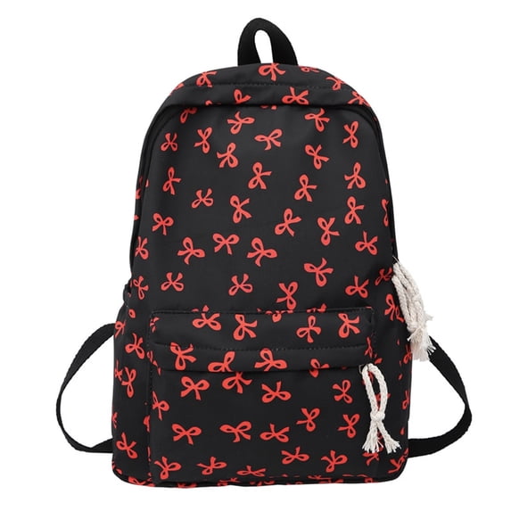 SUYIDA Preppy Bow Print Casual Backpack Lightweight Daypack for Back to School Commute Travel with Small Makeup Pouch Backpack