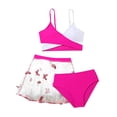 thumbnail image 1 of SUYIDA Ruffle Girls Swimsuits Ruched Side Girls Bikini Adjustable Straps Tankini with Shorts 3-Piece Tropical Printed Girls Bathing Suits Size 7-8, 1 of 5