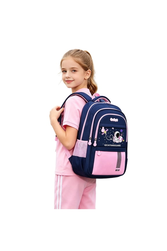 Space Cartoon Astronaut Print Backpack Large Capacity Lightweight Ergonomic for Back to School Travel Daypack Backpack