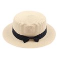 thumbnail image 1 of SUYIDA Stylish Summer Straw Fedora Hat for Kids Boys Girls Wide Brim Floppy Beach Sun Cap, 1 of 3