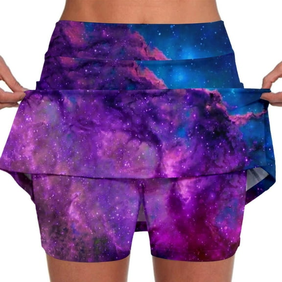 SUYIDA Tennis Skirts for Women Casual Prints Skinny Yoga Sport High Waisted Active Skirt for Women Casual Summer Skirts Purple,XXL