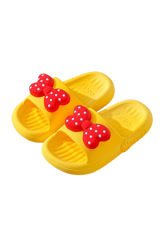 Toddler And Kids Girls Soft Slippers With Decorative Bow For Indoor Outdoor Casual Comfortable Spring Summer Wear