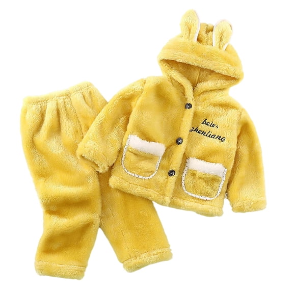 SUYIDA Toddler Baby Fleece Set Winter Pullover Tops Pants 2pcs Set,Toddler Bear Sweatshirt Fluffy outfit