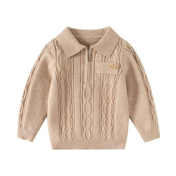 SUYIDA Toddler Boy Fall Sweater ,Boys Sweaters Casual Classic Knit Pullover Half Zip Collar Loose Fit Comfortable Kids Top for Everyday Wear
