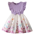 thumbnail image 1 of SUYIDA Toddler Girls Cartoon Print Party Dress with Flutter Sleeves and Bow Detail for Occasions, 1 of 6