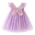 thumbnail image 1 of SUYIDA Toddler Girls Sparkly Star Moon Sequin Fly Sleeve Dress for Dance Party, 1 of 5