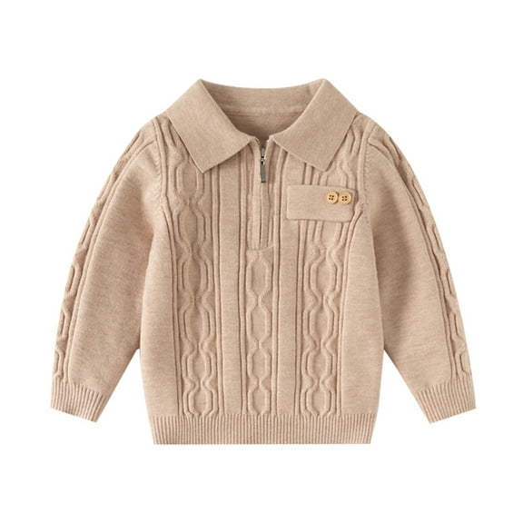 SUYIDA Uniform Sweater for Boys ,Boys Sweaters Casual Classic Knit Pullover Half Zip Collar Loose Fit Comfortable Kids Top for Everyday Wear