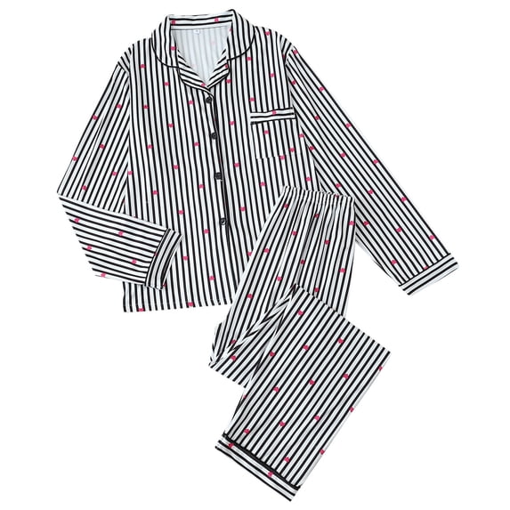 SUYIDA Winter Pajama Sets for Women 2 Piece,Soft Pajama Set Long Sleeve Top and Pants Cozy Sleepwear for Nighttime Relaxation and Home Leisure Activities - Black